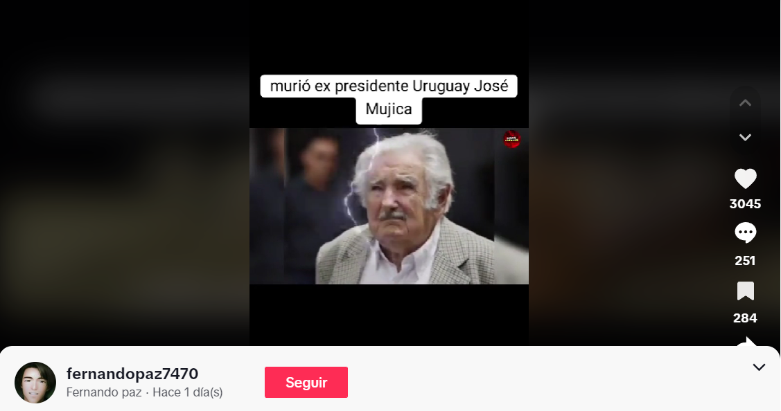 Cuenta de TikTok Difunde Falsas Muertes de Personalidades, Incluyendo al Expresidente José Mujica